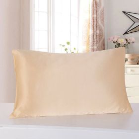 Pillowcase Satin Solid Color Simulation Silk Single Pillowcase Ice Silk Pillowcase (Option: Champagne-75X50cm-1pc)