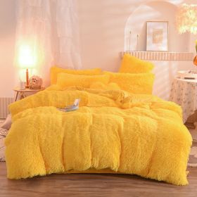 Luxury Thick Fleece Duvet Cover Queen King Winter Warm Bed Quilt Cover Pillowcase Fluffy Plush Shaggy Bedclothes Bedding Set Winter Body Keep Warm (Option: Yellow-1.5M)