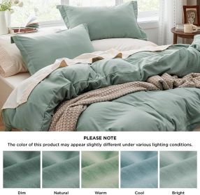 Bedsure Duvet Cover King Size - Soft Prewashed King Duvet Cover Set, 3 Pieces, 1 Duvet Cover 104x90 Inches with Zipper Closure a (Color: SageGreen, size: Twin(68x90))