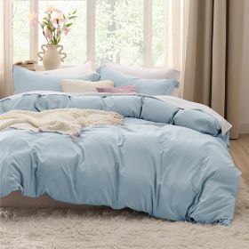 Bedsure Duvet Cover King Size - Soft Prewashed King Duvet Cover Set, 3 Pieces, 1 Duvet Cover 104x90 Inches with Zipper Closure a (Color: SkyBlue, size: Full(80x90))