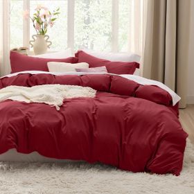 Bedsure Duvet Cover King Size - Soft Prewashed King Duvet Cover Set, 3 Pieces, 1 Duvet Cover 104x90 Inches with Zipper Closure a (Color: Red, size: Full(80x90))