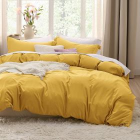 Bedsure Duvet Cover King Size - Soft Prewashed King Duvet Cover Set, 3 Pieces, 1 Duvet Cover 104x90 Inches with Zipper Closure a (Color: MustardYellow, size: Queen(90x90))