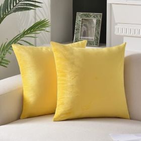 Krifey Throw Pillow Covers Velvet Decorative Square Pillowcase Soft Cushion Case for Summer Couch Bedroom 18x18 Inch Lemon Yellow, Pack of 2 (Color: Lemon Yellow, size: 18x18 Inch(Pack of 2))