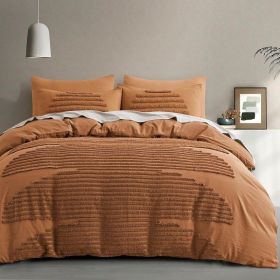 5 Pieces King Duvet Cover Set, Boho Bedding Sets for Modern Home, Tufted and Super Soft Comforter Covers (Color: Pumpkin Brown, size: QUEEN)