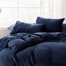 Bedsure Soft Sheet Set - Hotel Luxury, Easy Care Polyester Microfiber Cooling Bed Sheet Set (Color: Navy, size: QUEEN)