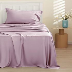 Bedsure cooling sheet set, Rayon Derived from Bamboo, Deep Pocket Up to 16", Breathable & Soft, Hotel Luxury Silky Bedding Sheet (Color: Lavender, size: Full)