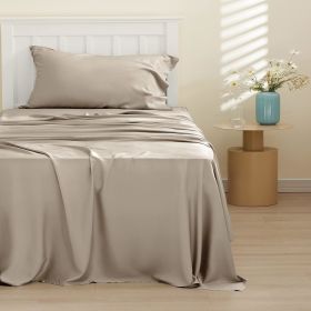 Bedsure cooling sheet set, Rayon Derived from Bamboo, Deep Pocket Up to 16", Breathable & Soft, Hotel Luxury Silky Bedding Sheet (Color: Simply Taupe, size: Twin)