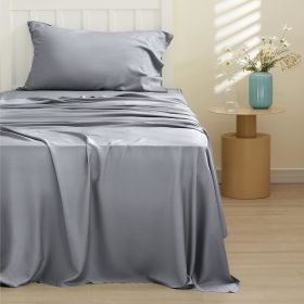 Bedsure cooling sheet set, Rayon Derived from Bamboo, Deep Pocket Up to 16", Breathable & Soft, Hotel Luxury Silky Bedding Sheet (Color: Silver Grey, size: Twin XL)