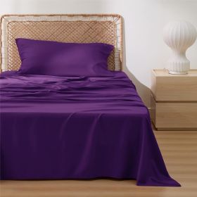 Bedsure cooling sheet set, Rayon Derived from Bamboo, Deep Pocket Up to 16", Breathable & Soft, Hotel Luxury Silky Bedding Sheet (Color: Plum, size: KING)