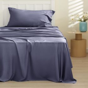 Bedsure cooling sheet set, Rayon Derived from Bamboo, Deep Pocket Up to 16", Breathable & Soft, Hotel Luxury Silky Bedding Sheet (Color: Dark Grey, size: KING)