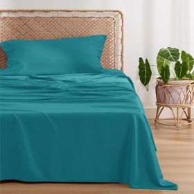 Bedsure cooling sheet set, Rayon Derived from Bamboo, Deep Pocket Up to 16", Breathable & Soft, Hotel Luxury Silky Bedding Sheet (Color: Turquoise, size: KING)