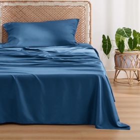 Bedsure cooling sheet set, Rayon Derived from Bamboo, Deep Pocket Up to 16", Breathable & Soft, Hotel Luxury Silky Bedding Sheet (Color: Peacock Blue, size: Twin)