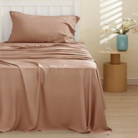 Bedsure cooling sheet set, Rayon Derived from Bamboo, Deep Pocket Up to 16", Breathable & Soft, Hotel Luxury Silky Bedding Sheet (Color: Taupe, size: California King)