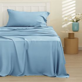 Bedsure cooling sheet set, Rayon Derived from Bamboo, Deep Pocket Up to 16", Breathable & Soft, Hotel Luxury Silky Bedding Sheet (Color: Teal Blue, size: California King)