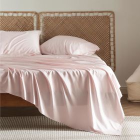 Bedsure cooling sheet set, Rayon Derived from Bamboo, Deep Pocket Up to 16", Breathable & Soft, Hotel Luxury Silky Bedding Sheet (Color: Pink, size: Full)