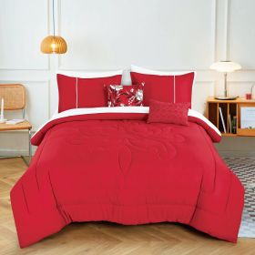 Bed in a Bag 9-Piece Qubilah Red Floral Quilted Comforter & Sheet Set (size: calking)